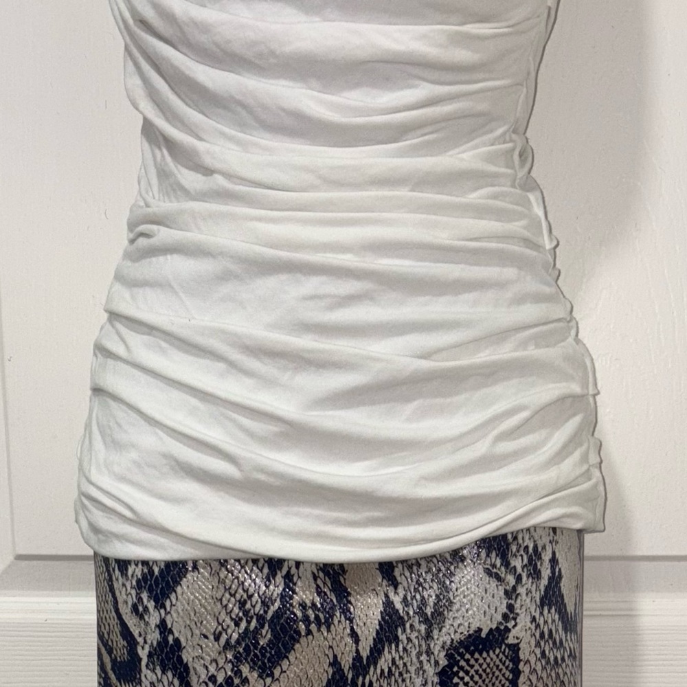Express White Ruched Square-Neck Tank - Picture 3 of 8